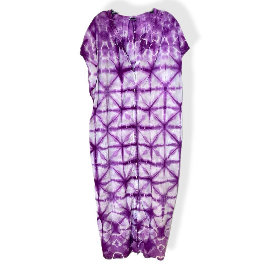 handmade tie dyed maxidress shibori swim cover XXL purple - Picture 1 of 9